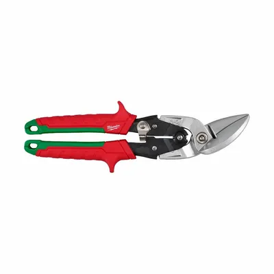 MILWAUKEE Aviation Snip: Right, 10 in Overall Lg, 1 1/2 in Cutting Lg, Steel, TPR - Aviation Snips