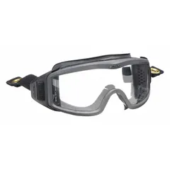 These safety goggles feature anti-fog, chemical-resistant, and scratch-resistant properties with indirect venting. The band is made of Nomex® material. Suitable for firefighting, industrial chemical handling, and emergency response applications.