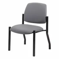 Guest and side chair with vinyl back and seat, antimicrobial material, and silver finish. Overall width 22 inches. Stationary design without casters or glides. Suitable for commercial settings such as offices, waiting areas, and conference rooms