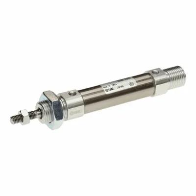 SMC Round Body Cylinder: 12 mm Bore, 40 mm Stroke, Non-Repairable, Stainless Steel - Nose Mount Cylinders