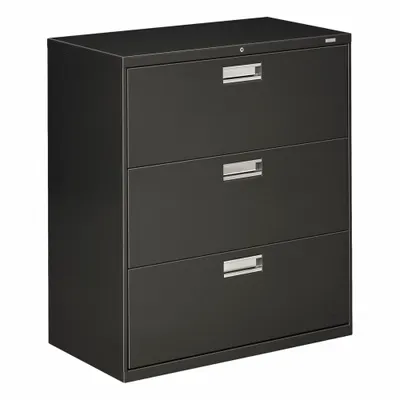HON Lateral File Cabinet with Drawer: Charcoal, 3 Drawers, 39 1/8 in Overall Ht - Lateral File Cabinets