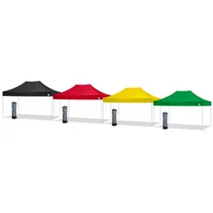 This portable triage tent set from E-Z UP features a powder-coated frame and includes a Spike Kit for rapid deployment. With overall dimensions of 10 ft wide, 11 ft high, and 15 ft long, it provides a temporary shelter suitable for emergency medical response, disaster relief, and field triage operations.