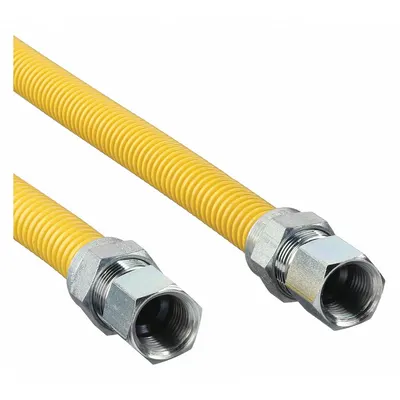 DORMONT Gas Connector: 1/2 in Hose Inside Dia., 24 in Hose Lg, 150,000 BTU Capacity - Range Connectors