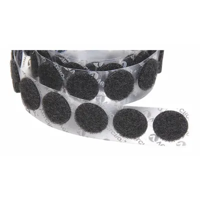 VELCRO BRAND Pre-Cut Loop Disc, 7/8 in, Black, Adhesive Acrylic Backing, Nylon - Pre-Cut Discs