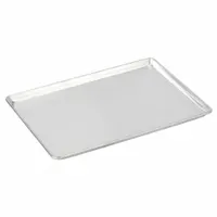 This three-quarters size sheet pan is made of uncoated aluminum with a solid surface and closed bead closure. It is suitable for baking, roasting, and general food preparation in commercial kitchens. The uncoated aluminum provides even heat distribution