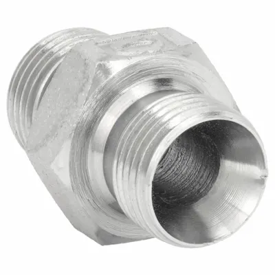 ADAPTALL Hydraulic Hose Adapter: 3/8 in x 1/4 in Fitting Size, Male x Male, BSPP x BSPP - BSPP-to-BSPP Steel Hydraulic Hose Adapters
