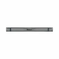 This tool-less blanking panel covers unused 1U openings in 19-inch racks. Made of black plastic, it measures 19 inches wide, 2 inches tall, and 1 3/4 inches deep. It installs without tools to help manage airflow and reduce dust ingress in equipment racks.