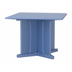 This polyethylene square table features a No Game Top design and accepts ballast for stability. Overall dimensions: 42 in width, 42 in depth. Suitable for break rooms, assembly areas, or outdoor workspaces where a clean, stable work surface is needed.