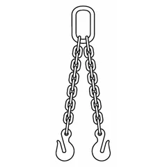 APPROVED VENDOR Grade-80 Double-Leg Chain Sling, 3/8 in, Grab Hook, Steel, Fixed (200001548)