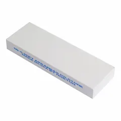 Soft Arkansas oilstone with Extra Fine grit for fine sharpening of cutting tools, knives, and chisels. Measures 3 in L x 1 in W x 3/8 in. Used for finishing and honing edges in metalworking, woodworking, and maintenance applications.