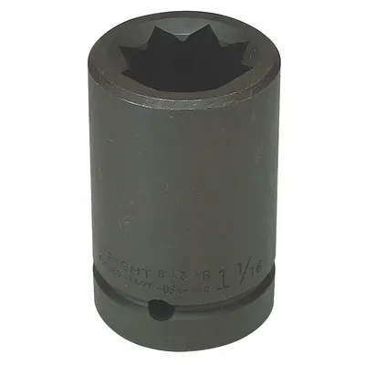WRIGHT Impact Socket: 1 in Drive Size, SAE, 1 7/16 in Socket Size, 8-Point, Deep - 1" Drive Impact Sockets