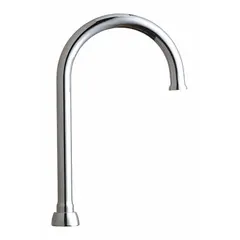 This gooseneck swivel spout is constructed of brass with a polished chrome finish. It features a laminar flow pattern and a UNEF connection. Mounting hardware is included. Suitable for use in commercial faucet systems as a replacement or component.