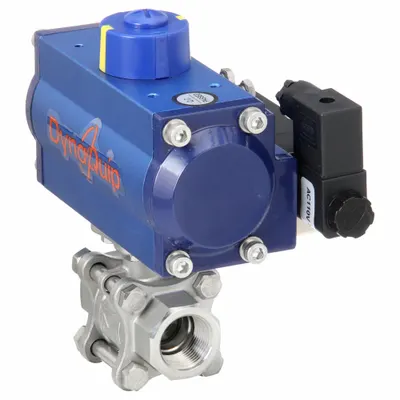 DYNAQUIP CONTROLS Pneumatically Actuated Two-Way Ball Valve: 3/4 in, Stainless Steel - Stainless Steel Pneumatically-Actuated Ball Valves