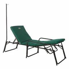 This medical treatment cot provides a stable patient support surface for emergency medical care and camping. It includes an IV pole for fluid administration. The cot measures 78 inches in length and 28 inches in width, folding to a compact 9-inch width for storage and transport.