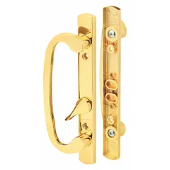 Recessed handle for sliding doors, measuring 8 1/2 in height and 1 3/4 in width. Used for flush-mount locking on sliding doors in commercial and industrial settings.