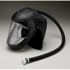 This universal-size helmet-type faceshield is designed for use with supplied-air respirator (SAR) systems. It includes a face shield and serves as a breathing tube/face shield component for respiratory protection in industrial environments.