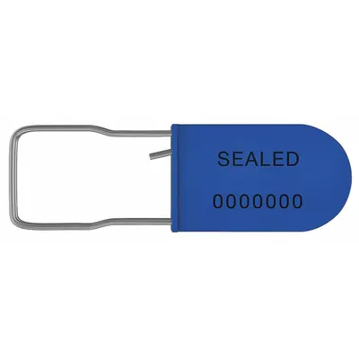 UNIVERSEAL Padlock Seals: Blue, Plastic, 100 lb Breaking Strength, 1 3/16 in Hasp Lg - Metal Hasp Padlock Seals