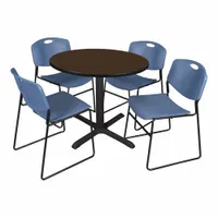 CAIN Cafe/Breakroom Table: Laminate, Walnut, 29 in Overall Ht - Max, Circle, Black, Metal, Black (MPN TB42RNDNW44BE)