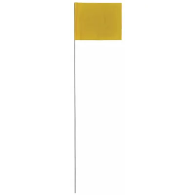 PRESCO PRODUCTS Marking Flag: 4 in x 5 in Flag Size (HxW), 36 in Staff Ht, Yellow, Blank - Plain Marking Flags with Wire Staff