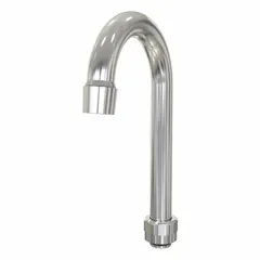 This gooseneck spout is made of cast brass with a chrome finish and includes an aerator. It features a swivel design and delivers 2 gpm aerated flow via an NPT connection. Suitable for commercial or industrial sinks requiring a swivel spout.