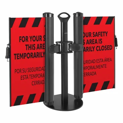 MODUS Dual Mobile Stand: 38 in Post Ht, 11 1/2 ft Belt Lg, Red, 1 No. of Posts - Retractable Belt Barrier Systems