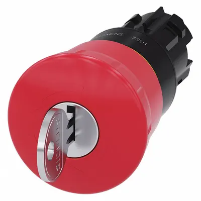 Siemens Mushroom Head Push Button: Red, 22 mm Mounting Size, Non-Metallic - Mushroom-Head Push-Button Operators
