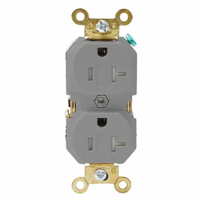 LEVITON Plugs and Receptacles: Duplex, 5-20, Gray, 125V AC, 20 A, 2 Pole / 3 Wire (MPN 5362-SGG) - General Purpose Receptacles