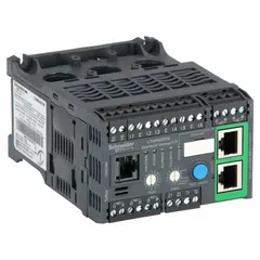 The SCHNEIDER ELECTRIC LTMR08EFM is a motor management system for monitoring, protection, and control of three-phase motors. It integrates overload protection and current measurement with communication capabilities. Suitable for conveyors, pumps, and compressors, it operates on a 100-240V AC control supply and supports motor current ratings from 0.4 A to 8 A.