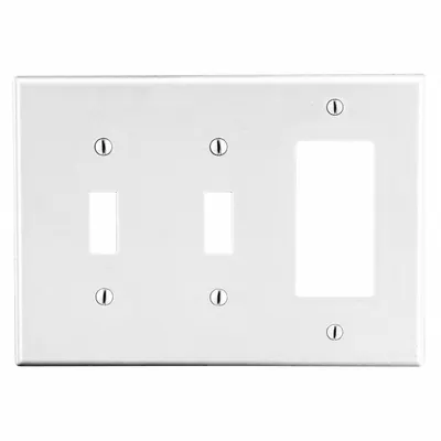 HUBBELL Wall Plate: Combo, 3 Gang, White - Combination Wall Plates
