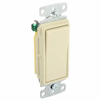 BRYANT Wall Switch: Rocker Switch, Single Pole, Maintained, Ivory, 120V AC - Rocker Wall Switches