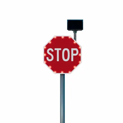 LED Traffic Signal Controller: 24 in Nominal Sign Size (W x H), Aluminum, 0.08 in Thick - Flashing LED Stop Signs