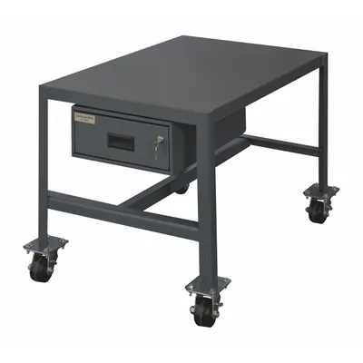 DURHAM MFG Work Table: Fixed Ht, Steel, 24 in x 18 in - Steel-Top Mobile Worktables