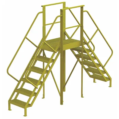 TRI-ARC Crossover Bridge: 5 ft Platform Ht, Steel, 1,000 lb Load Capacity, Perforated - Easy Descent Crossover Bridges