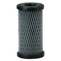 This activated carbon water filter cartridge features a woven construction and a 5-micron rating. It has a flow rate of 2.5 gpm and an overall height of 4-7/8 inches. The carbon filter media reduces chlorine, taste, and odor in point-of-use or point-of-entry drinking water systems