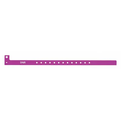 ID Wristband: DNR, 12 7/8 in Overall Lg, 1 1/8 in Overall Wd, Plastic, Purple - Security Wristbands