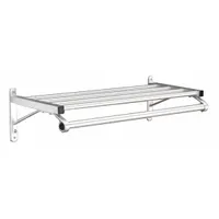 GLARO Wall-Mount Garment Rod: Rod Design (No ) Hooks, 7 in Overall Ht, 24 in Overall Wd, Aluminum (MPN 501-24SA)