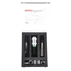 This kit includes free-running helical inserts made of 18-8 stainless steel with a 1 1/8"-7 coarse thread and right-hand direction. It also contains an STI tap of the same size for preparing the hole. Designed for repairing damaged internal threads in metal components, it is suitable for use in automotive, industrial machinery, and equipment maintenance.
