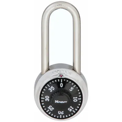 MASTER LOCK Combination Padlock: Dial Combo, Silver, Stainless Steel, Long Shackle - Long Shackle Combination Padlocks