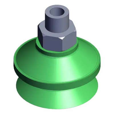 SMC Vacuum Cup Assembly: Bellows, G1/8 in, 32 in Pad Dia, Fluoro Rubber, Green - Bellows Type Automotive Industry Vacuum Pad Assemblies