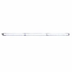 This rectangular LED machine tool light operates on 24V DC ±10% and delivers 980 lm maximum brightness at 17.3 W. It features a flood beam pattern, polycarbonate housing, wire leads with a 3 m cable, and includes a bracket for mounting. Suitable for illuminating work areas on industrial machinery, CNC equipment, and assembly stations.