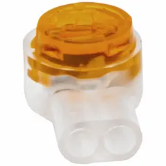 This 2-port pigtail butt splice connector uses insulation displacement technology to splice wires without stripping insulation. It accepts 26 AWG to 21 AWG wire and is rated for 300 V. Suitable for low-voltage electrical and electronic applications such as control panels and signal wiring.