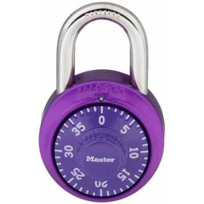 MASTER LOCK Combination Padlock: Dial Combo, Purple, Steel, Std Shackle - Standard Shackle Combination Padlocks