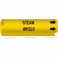 Pipe Marker: Steam, Yellow, Black, Fits 1/2 to 1 3/8 in Pipe O.D., 1 Pipe Markers, With Arrows (MPN 5767-O)