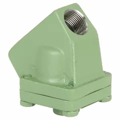 Forged steel steam trap with straight-thru thermostatic design. 1/2 in FNPT inlet, rated for 450 psi maximum pressure and 5,900 lb/hr capacity. Used to discharge condensate and non-condensable gases from steam lines in high-pressure industrial systems.