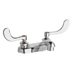 Centerset handle bathroom faucet constructed from cast brass with a polished chrome finish. Includes mounting hardware. Flow rate of 1 gpm. Suitable for use in commercial and residential bathroom sinks.