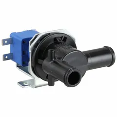 Solenoid valve for controlling water flow in commercial ice machines. Opens and closes to regulate water supply during the ice-making cycle. Replacement part for HOSHIZAKI equipment.