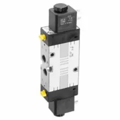 AVENTICS Solenoid Air Control Valve: Five-Way / Three-Position, Female 1/4 in NPT, 1/4 in NPT, Spool (MPN R432016587). Key specifications — attr1078830: Die Cast Zinc; attr1078874: Solenoid Return; attr1078854: Normally Open/Normally Closed.