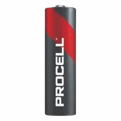 AA alkaline battery delivering 1.5V DC as part of the Procell Constant series. Suitable for powering industrial devices such as sensors, medical equipment, and handheld tools where steady voltage is required. Pack of 24.
