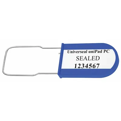UNIVERSEAL Padlock Seals: Blue, Plastic, 100 lb Breaking Strength, 1 3/16 in Hasp Lg - Metal Hasp Padlock Seals