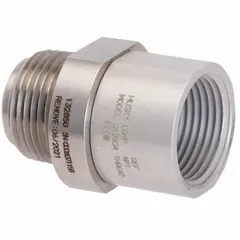 Swivel connector with 3/4 in BSP male and female inlet and discharge, constructed with aluminum and stainless steel body. Chemically compatible with DEF, it allows 360-degree rotation to prevent hose kinking in fluid transfer systems. Suitable for use with DEF transfer pumps, storage tanks, and dispensing nozzles.